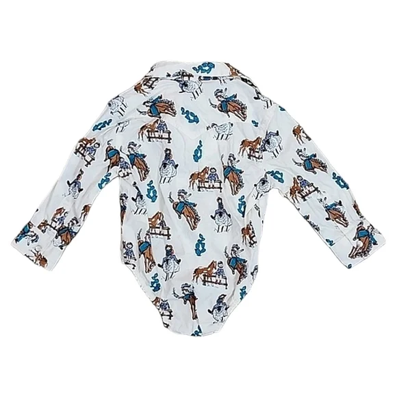 Wrangler 100% cotton cowgirl button down body suit size 24 Mo - Picture 4 of 4